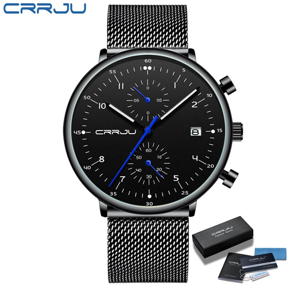 Sleek Chronograph Timepiece With Mesh Band Heritage