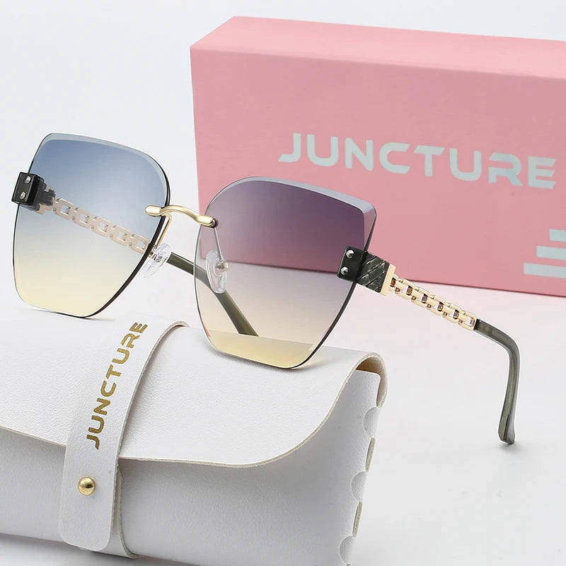 Borderless Cat Eye Sunglasses with Gradient UV Lenses - WO2MEN