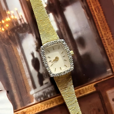 Medieval Diamond Bezel Silk Strap Timepiece Graceful - WO2MEN