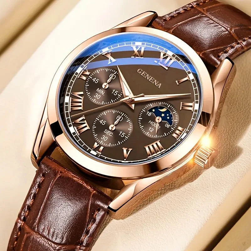Refined Chronograph Timepiece with Roman Dial Subdials