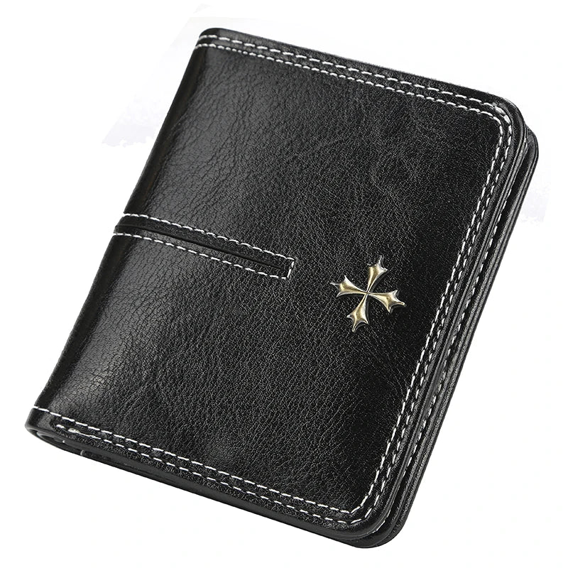 Cross Emblem Slim Compact Zipper Wallet for Card Holder - WO2MEN