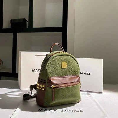 Autumn Floral Embossed Backpack with Studded Accents - WO2MEN