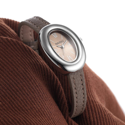 Literary Vintage Belt Watch With Curved Oval Case Charm - WO2MEN