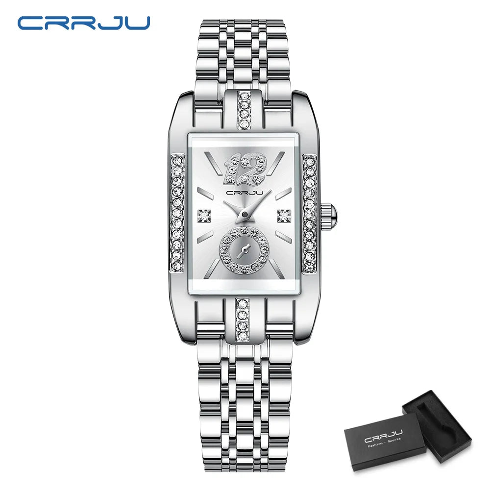 Rectangular Dial Diamond Embellished Timepiece Deluxe