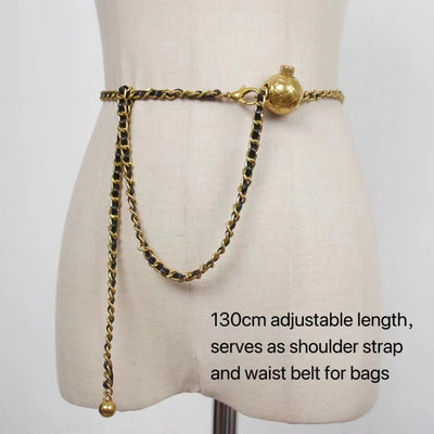 Quilted Chain Waist Bag with Detachable Strap Signature - WO2MEN