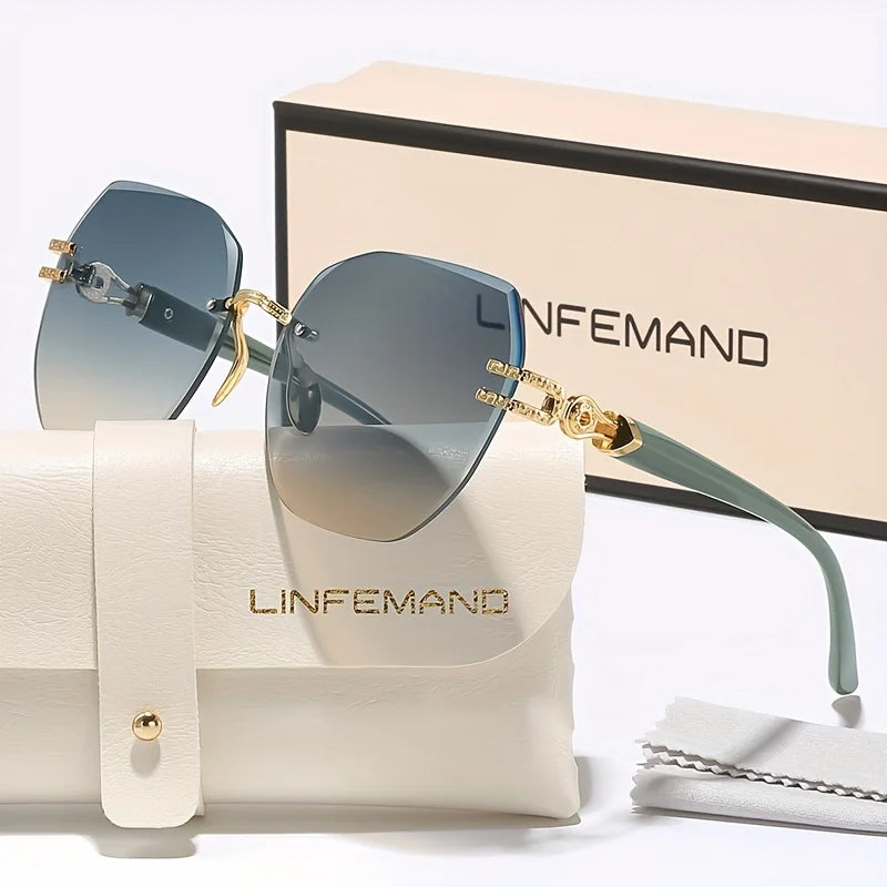 Geometric Frameless Sunglasses with UV400 Lenses Gift - WO2MEN