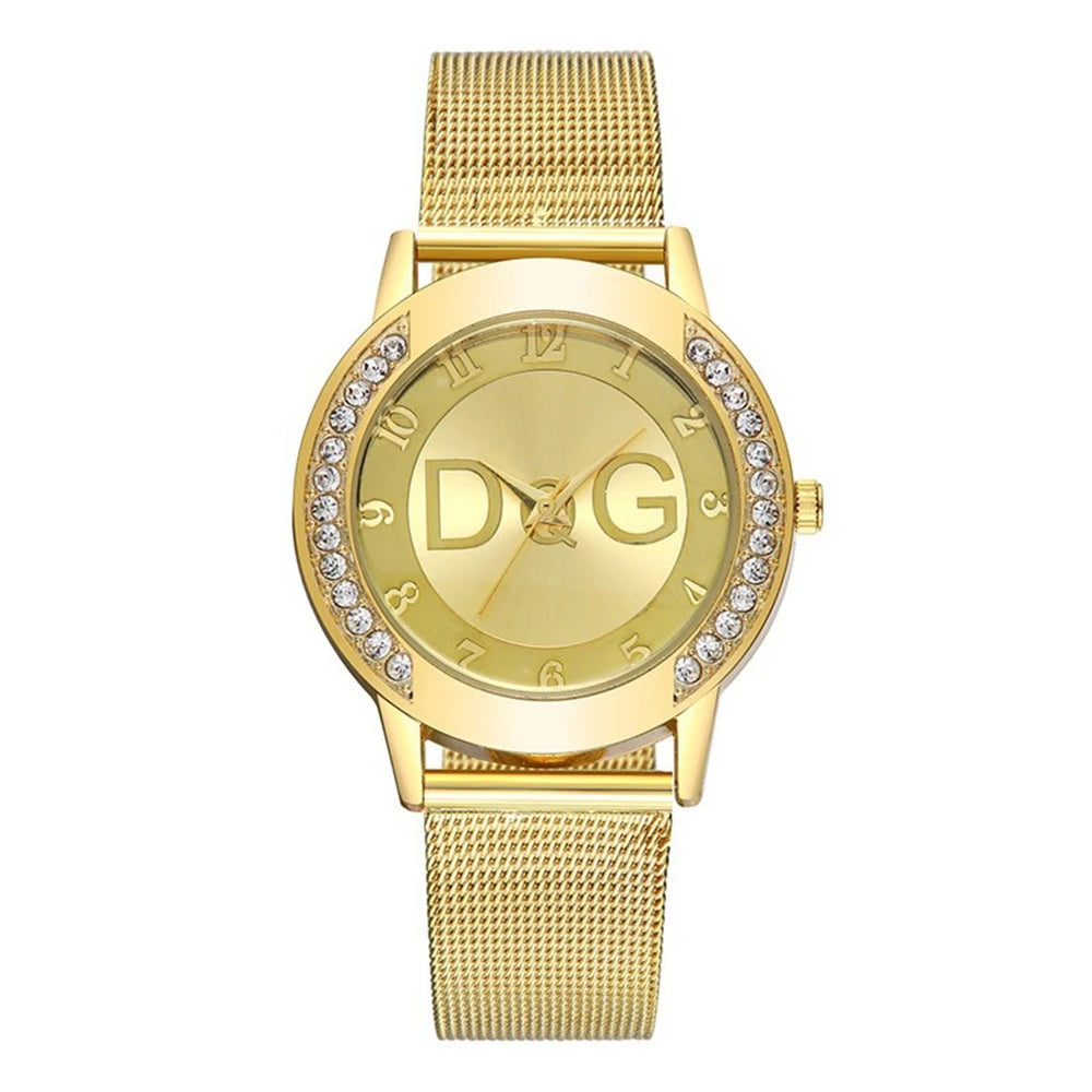 Starry Sky Diamond Dial Mesh Timepiece With Crystals