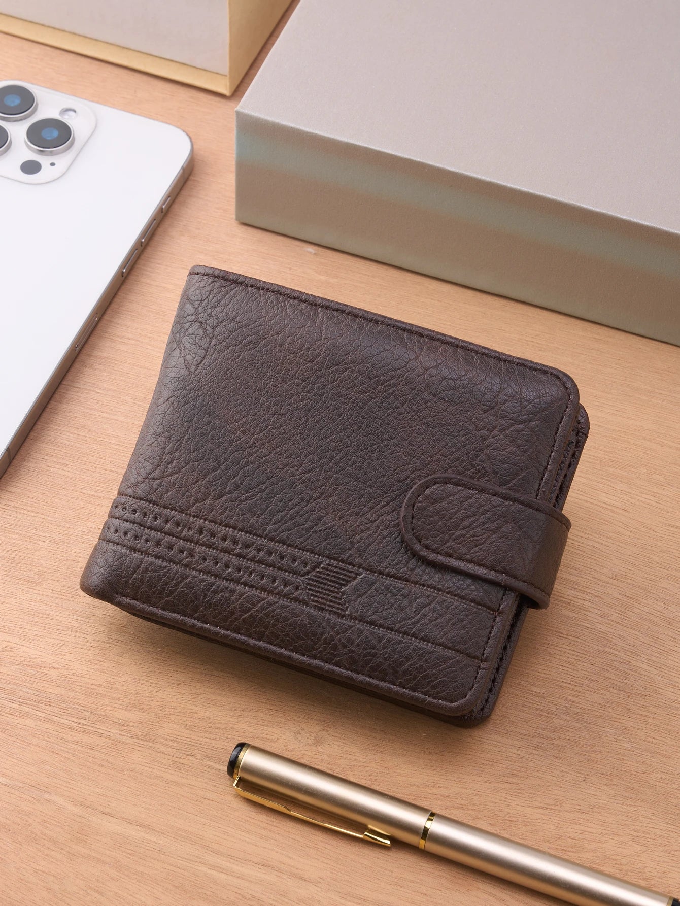 Compact Card Wallet With Snap Closure And Coin Pocket