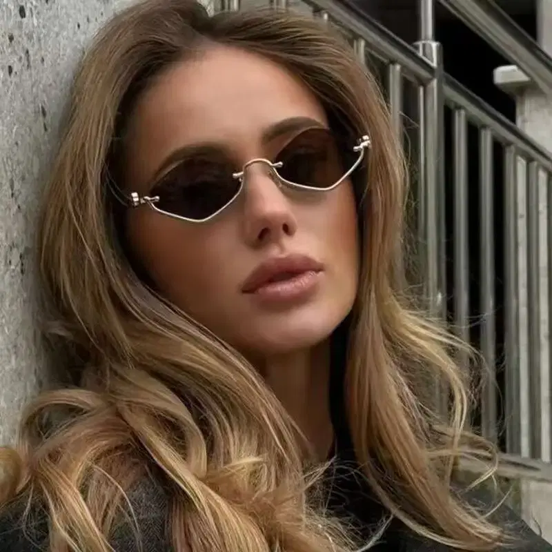 Polygonal Metal Sunglasses, Women — view 3