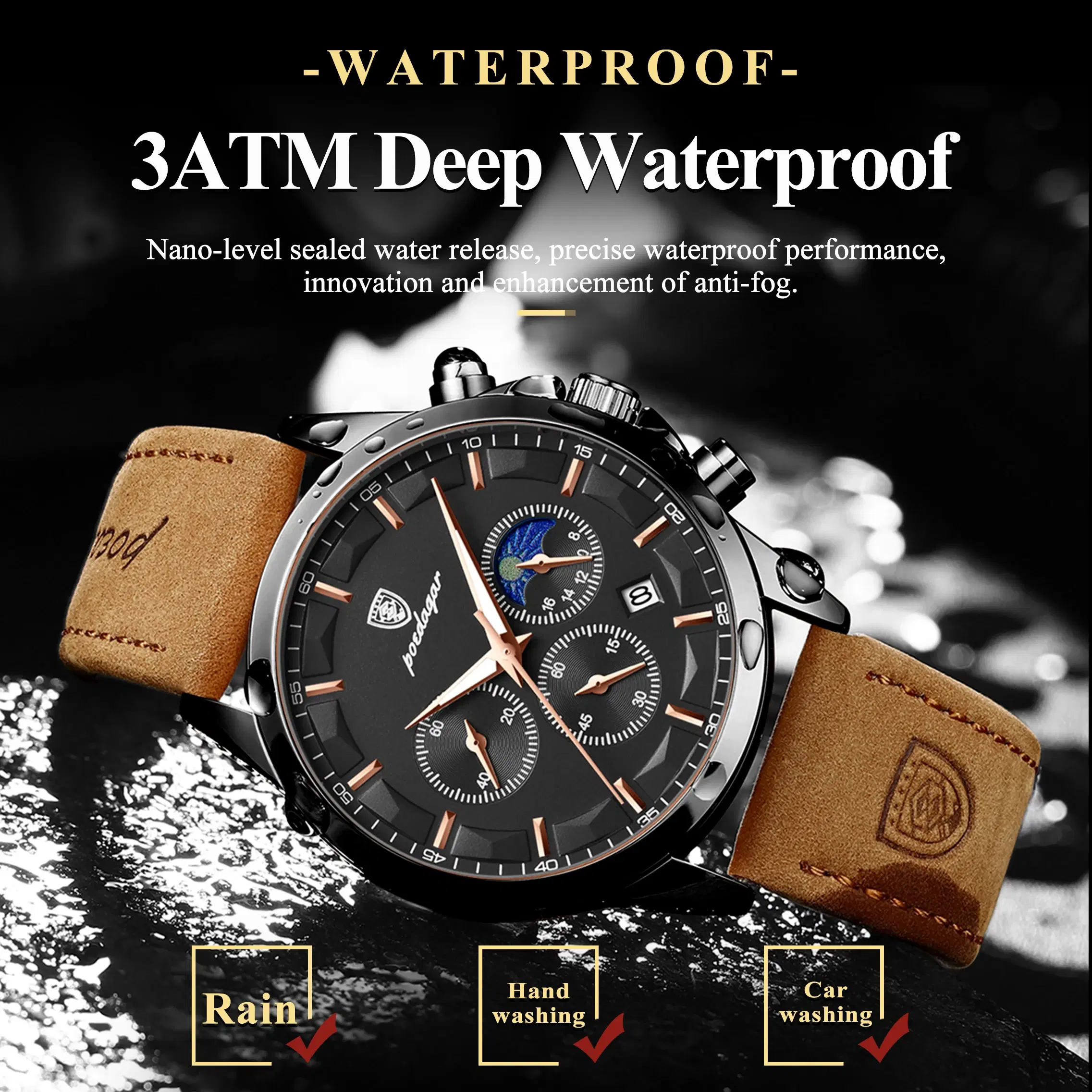 Chronograph Leather Strap Watch — view 3