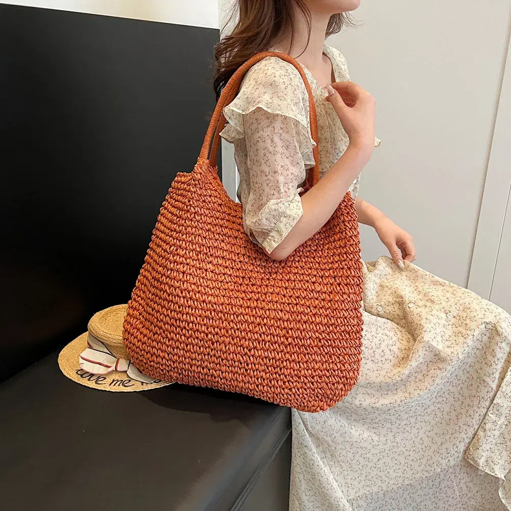 Straw Tote Bag With Large Weave — view 3