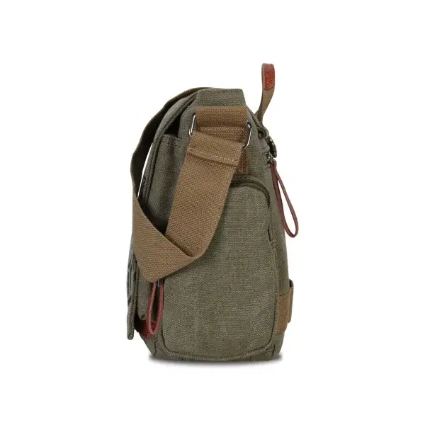 Olive Canvas Messenger Bag For Men — view 2