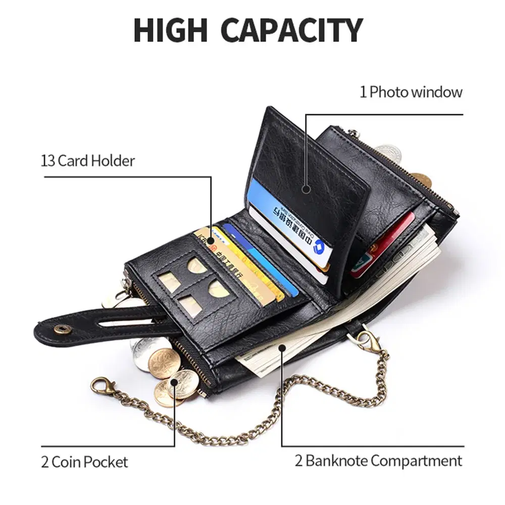 Men's PU Leather Wallet With Chain — view 3