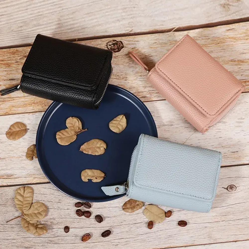 Mini Leather Wallet With Zipper