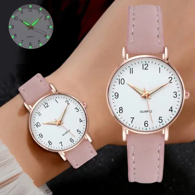 Pink Strap Leather Quartz Watch — view 3