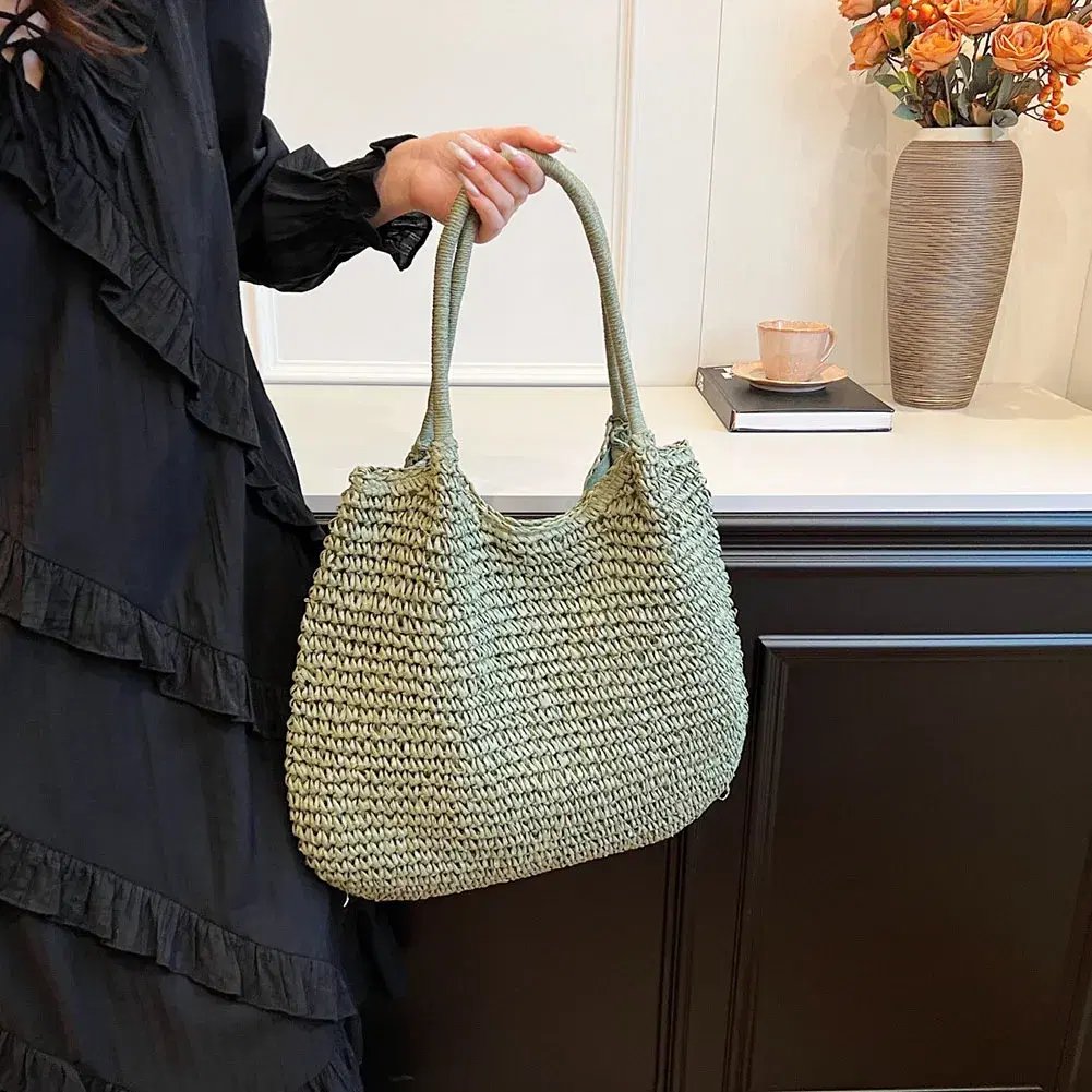 Straw Tote Bag With Large Weave — view 4