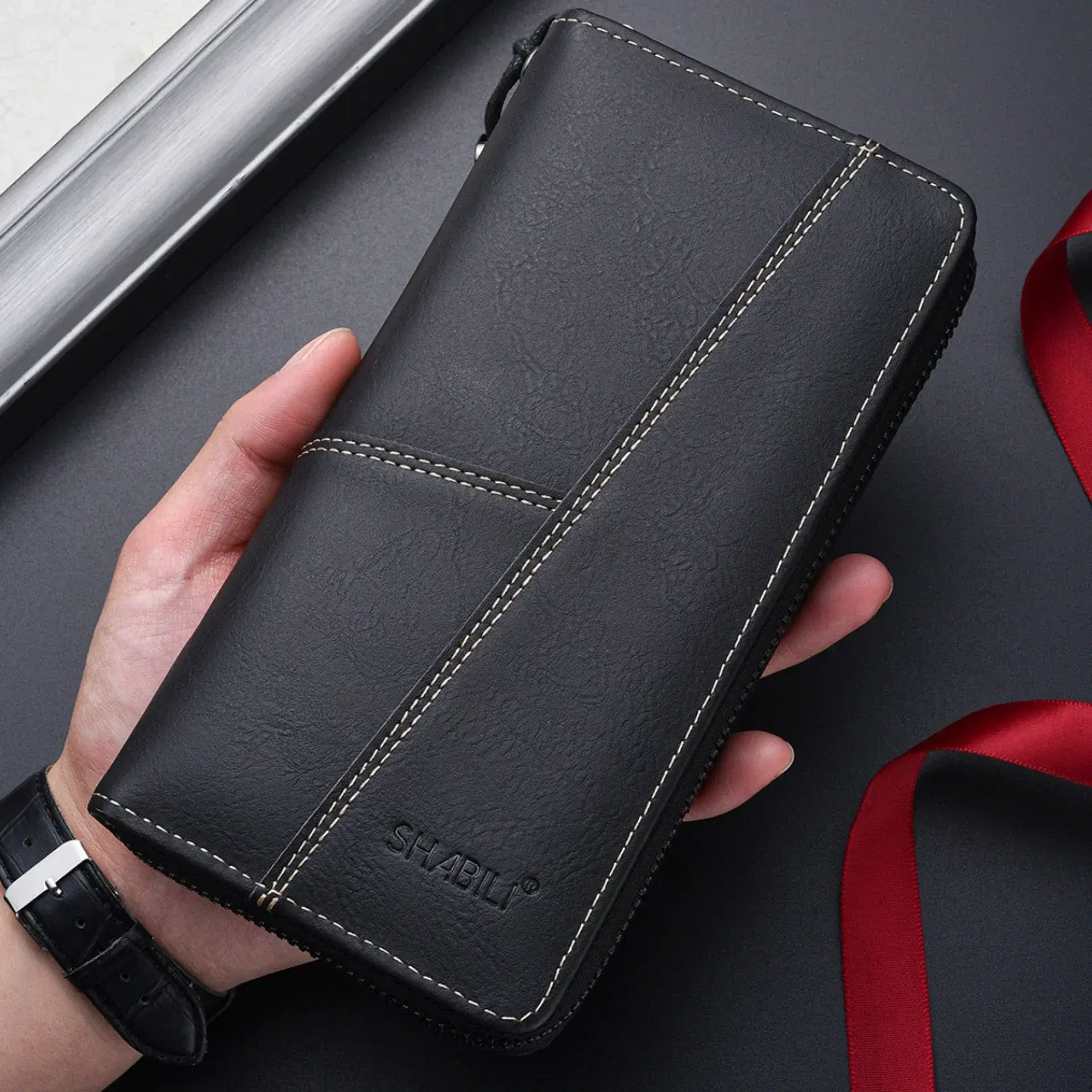 Men's Leather Long Slim Wallet