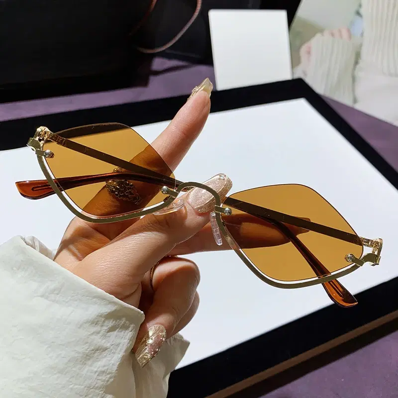 Polygonal Metal Sunglasses, Women — view 4