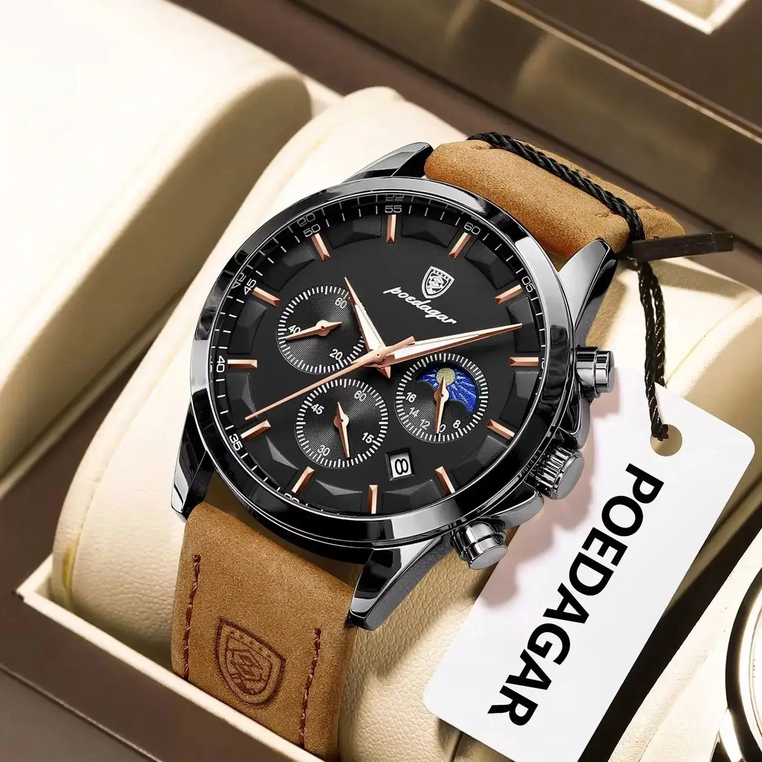 Chronograph Leather Strap Watch