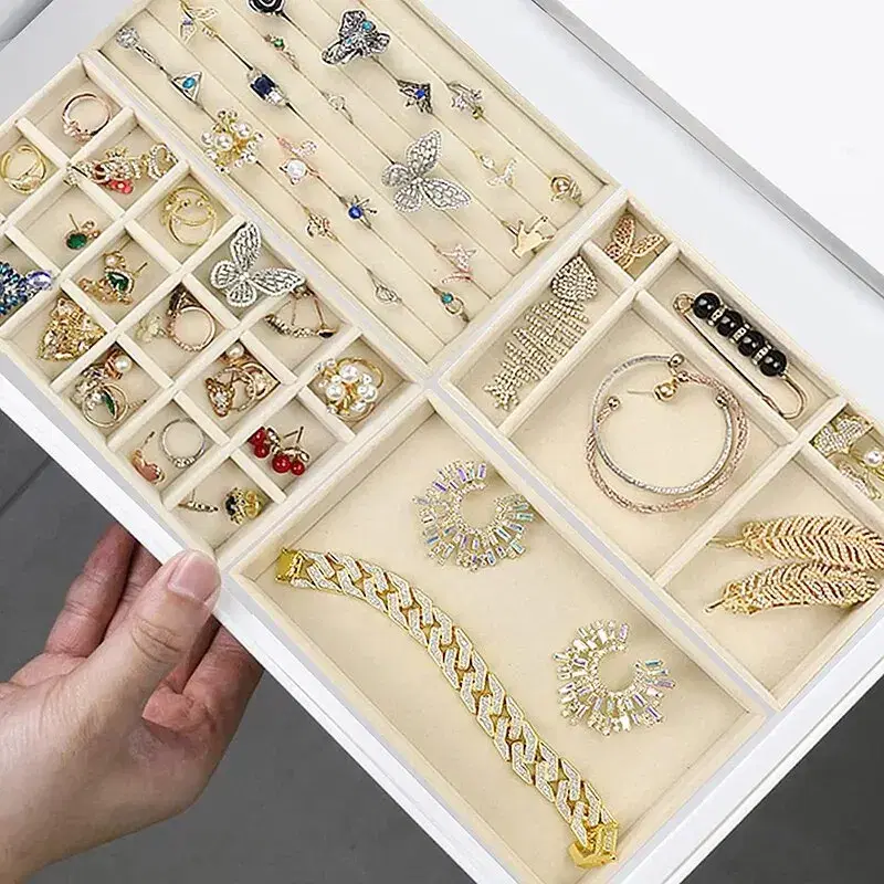 Velvet Jewelry Organizer Tray Beige — view 3