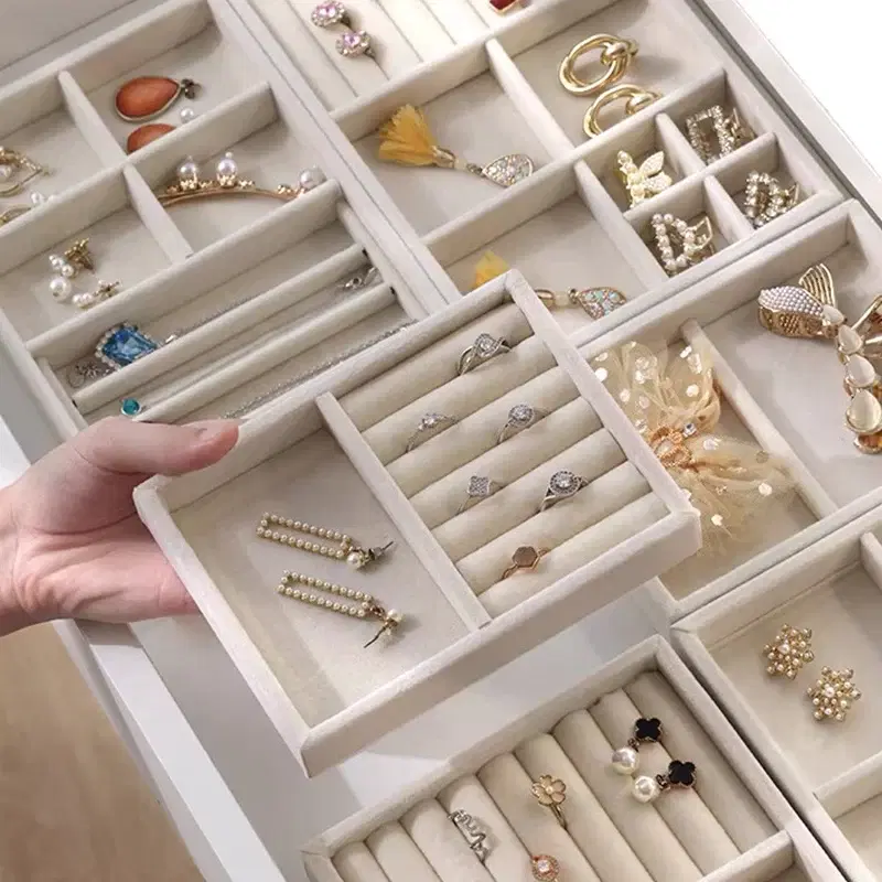 Velvet Jewelry Organizer Tray Beige — view 2
