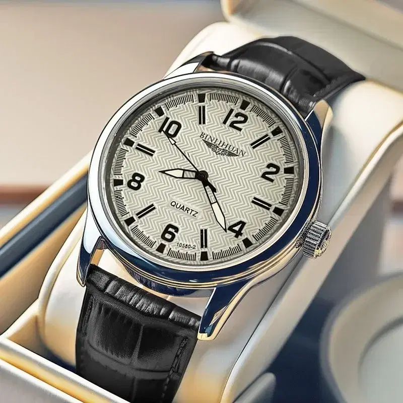 Men's Leather Quartz Wristwatch — view 2