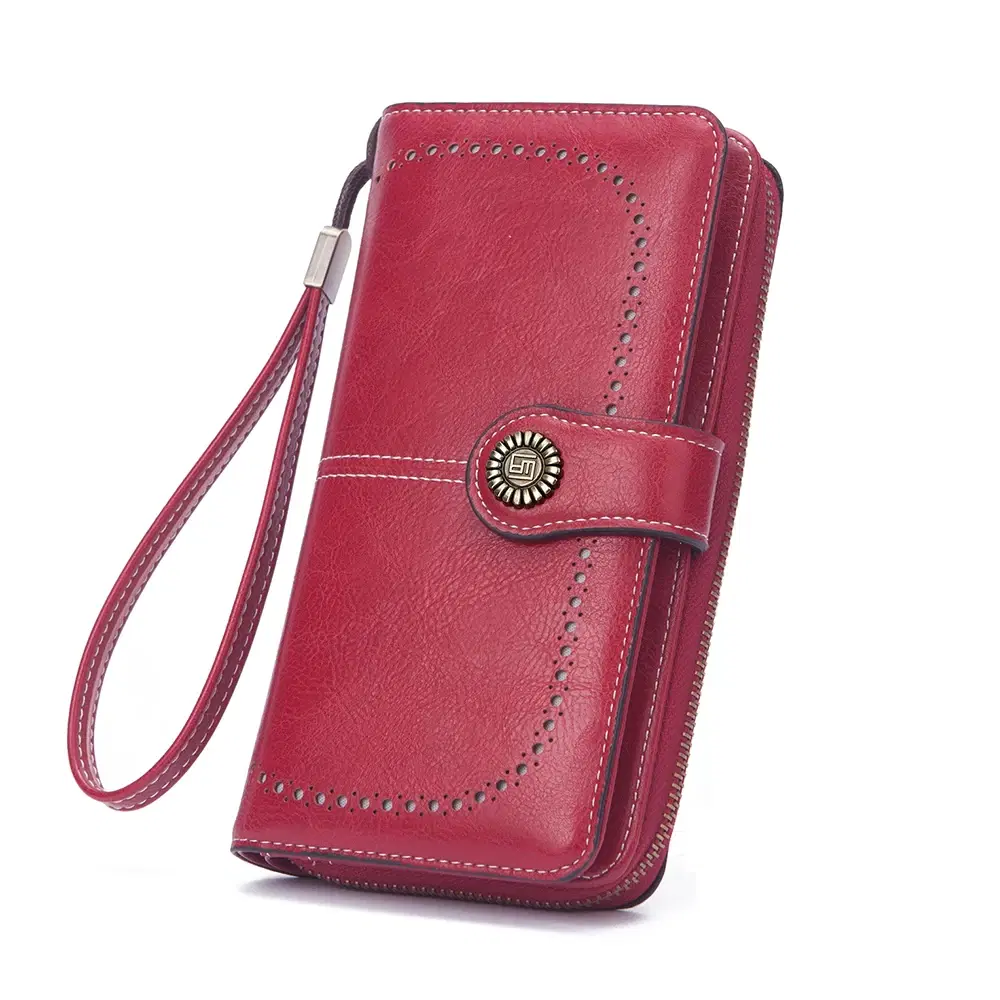 Leather Zip Wallet With Wrist Strap