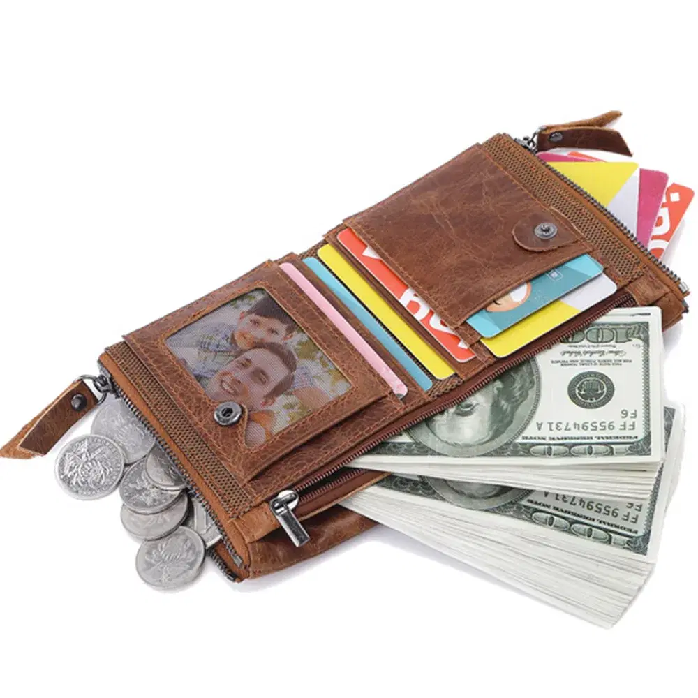 Leather Wallet with Zipper Pouch — view 3