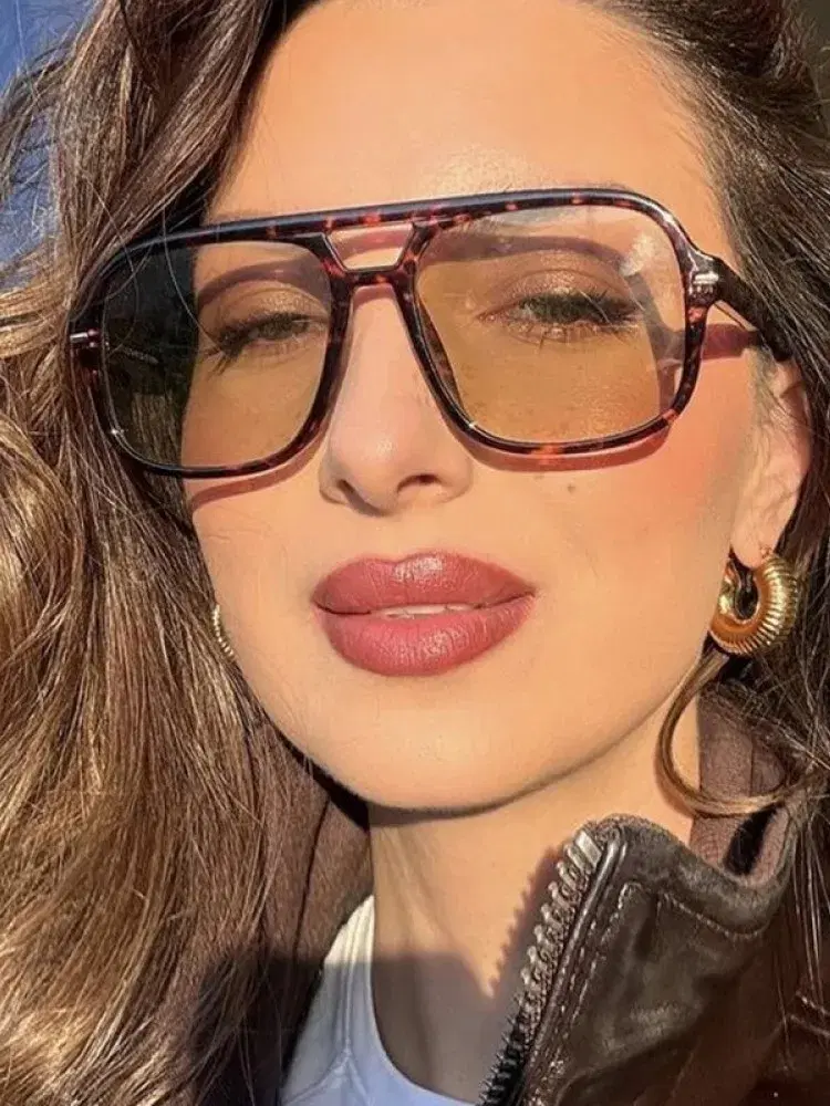 Square Rivet Sunglasses, Tortoise — view 2