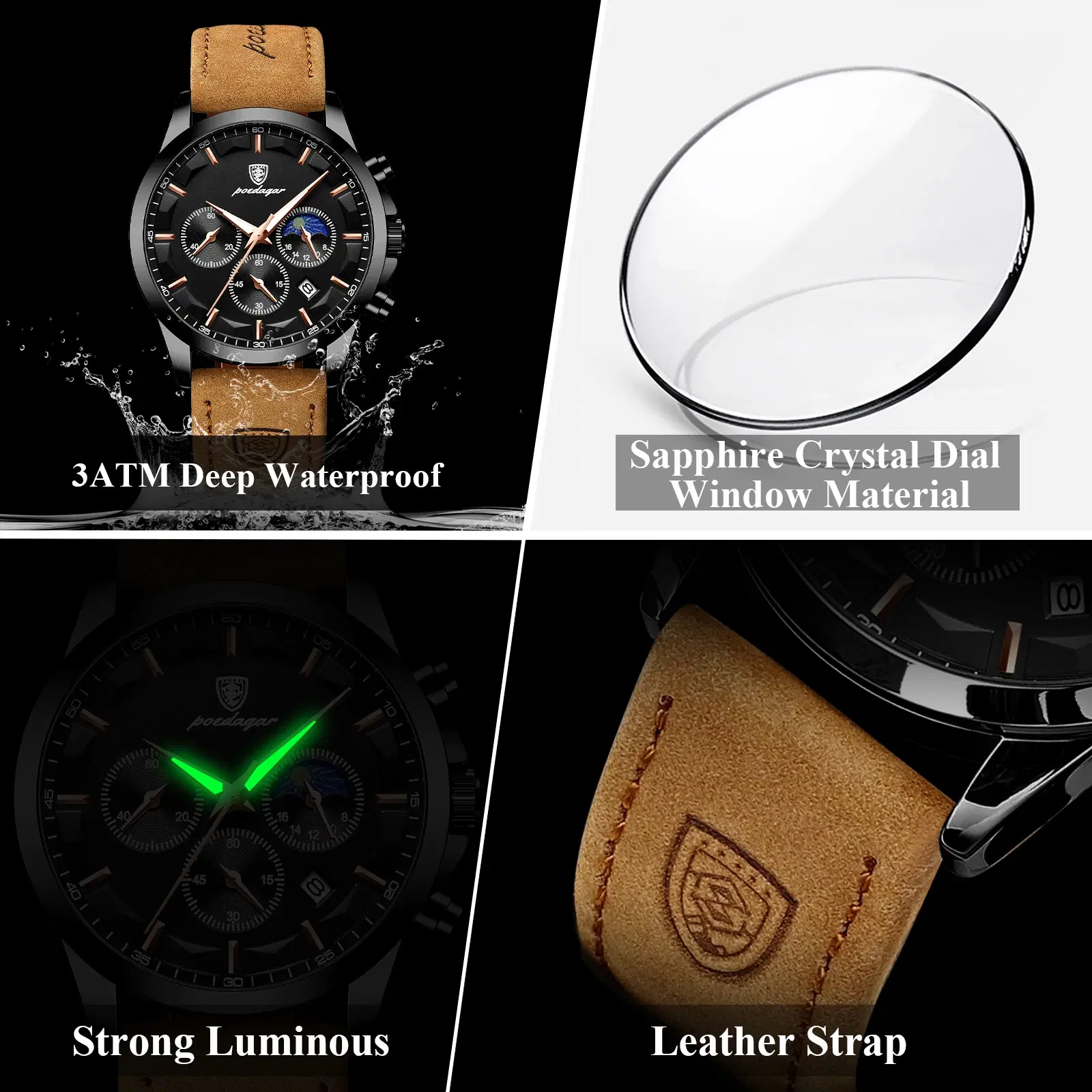 Chronograph Leather Strap Watch — view 4