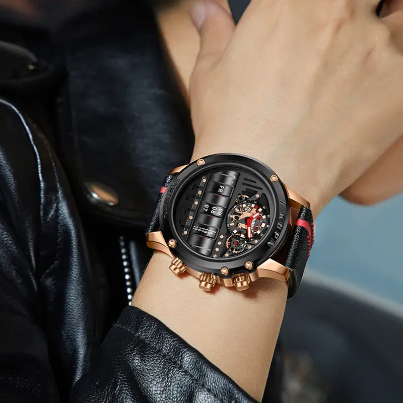 Men's Skeleton Leather Strap Watch — view 4