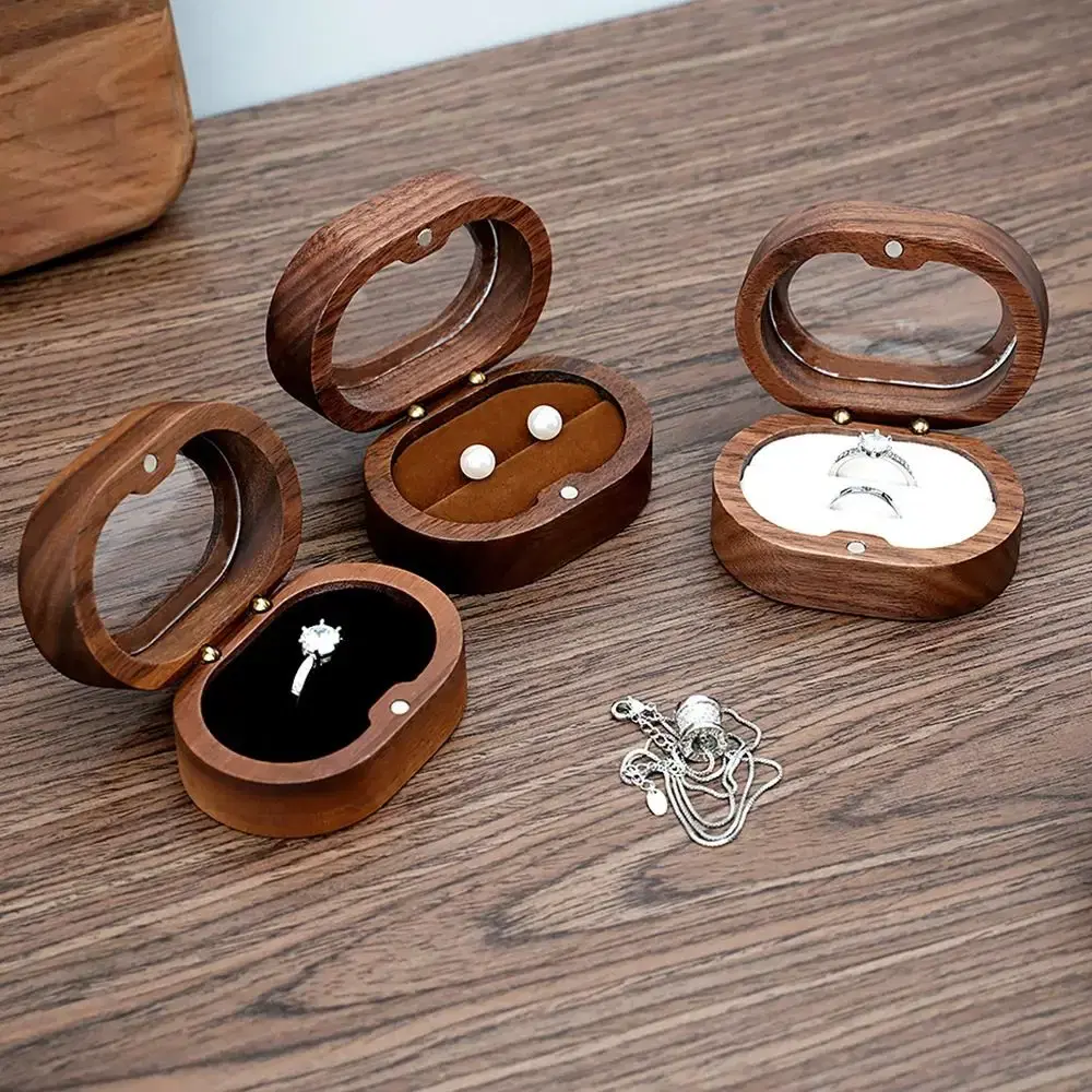Oval Wooden Jewelry Box Set Of 4