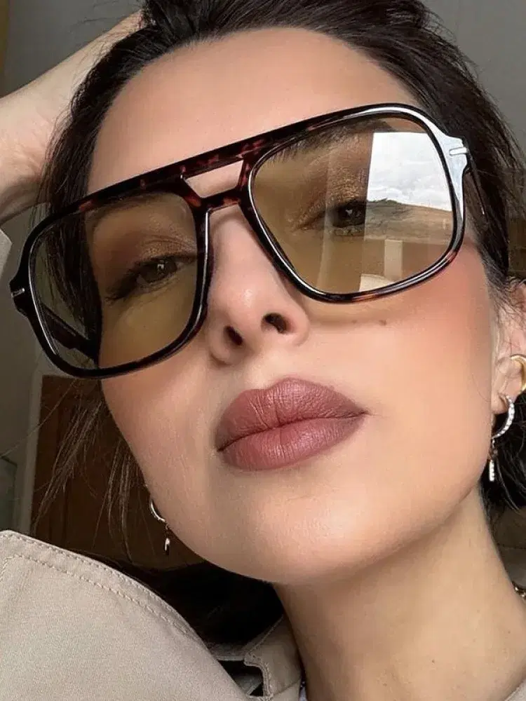 Square Rivet Sunglasses, Tortoise