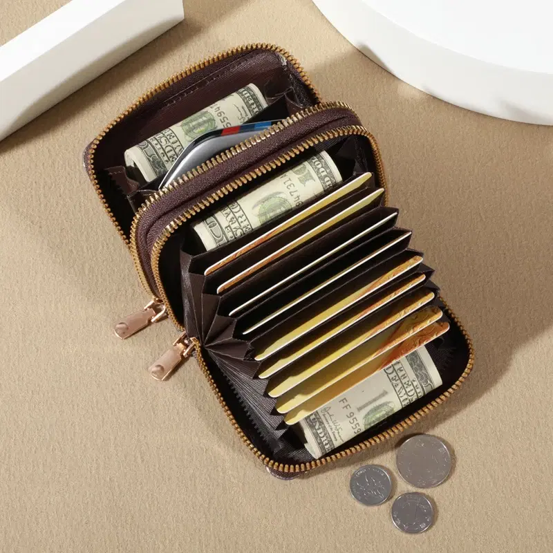 Zippered Card Wallet Faux Leather — view 2