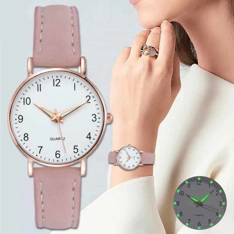 Pink Strap Leather Quartz Watch — view 2