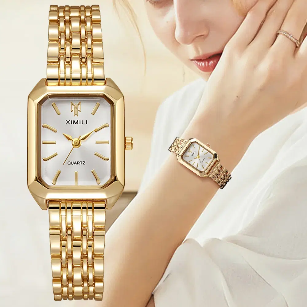 Rectangle Gold Tone Watch For Women