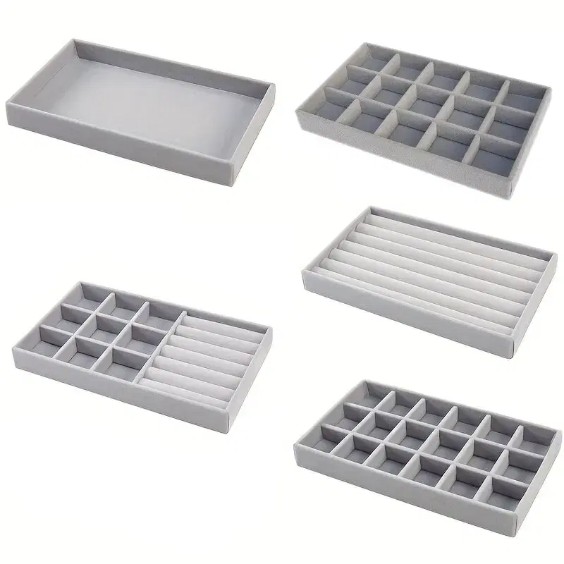 Velvet Jewelry Tray Organizer Grey — view 2
