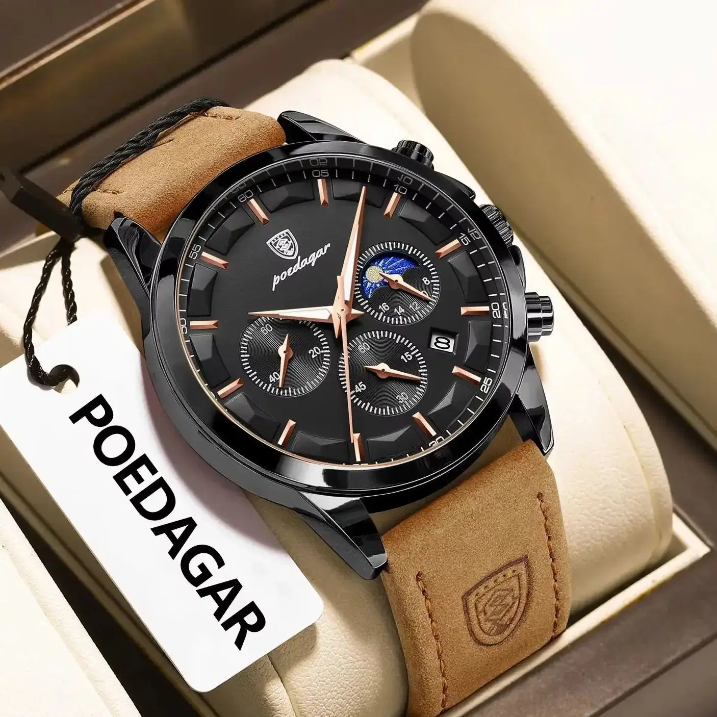 Chronograph Leather Strap Watch — view 2