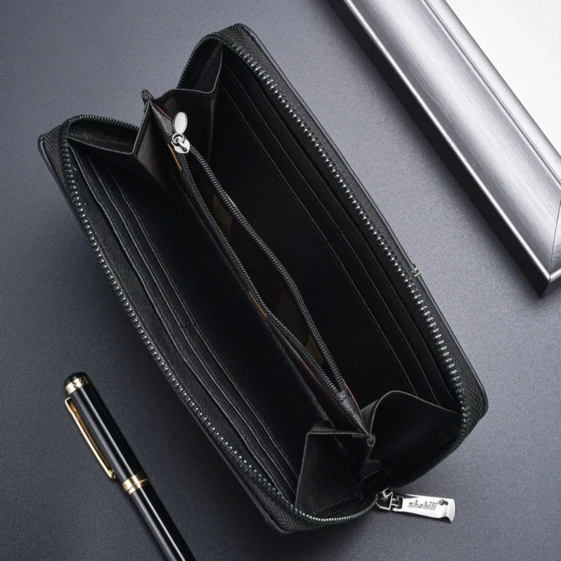 Men's Leather Long Slim Wallet — view 2