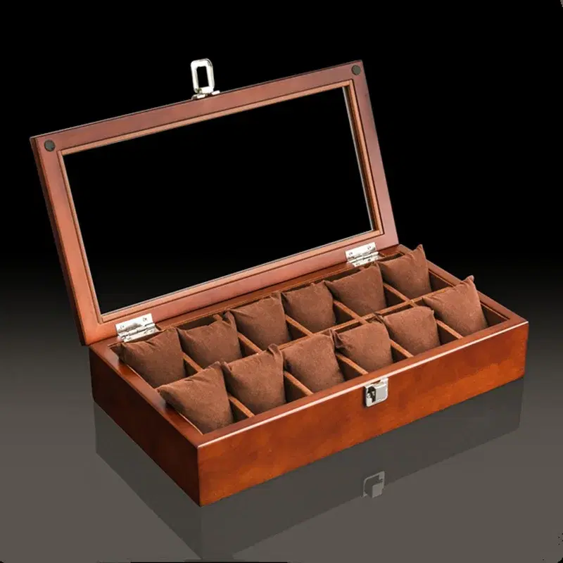 Wooden Watch Box with Glass Lid — view 2
