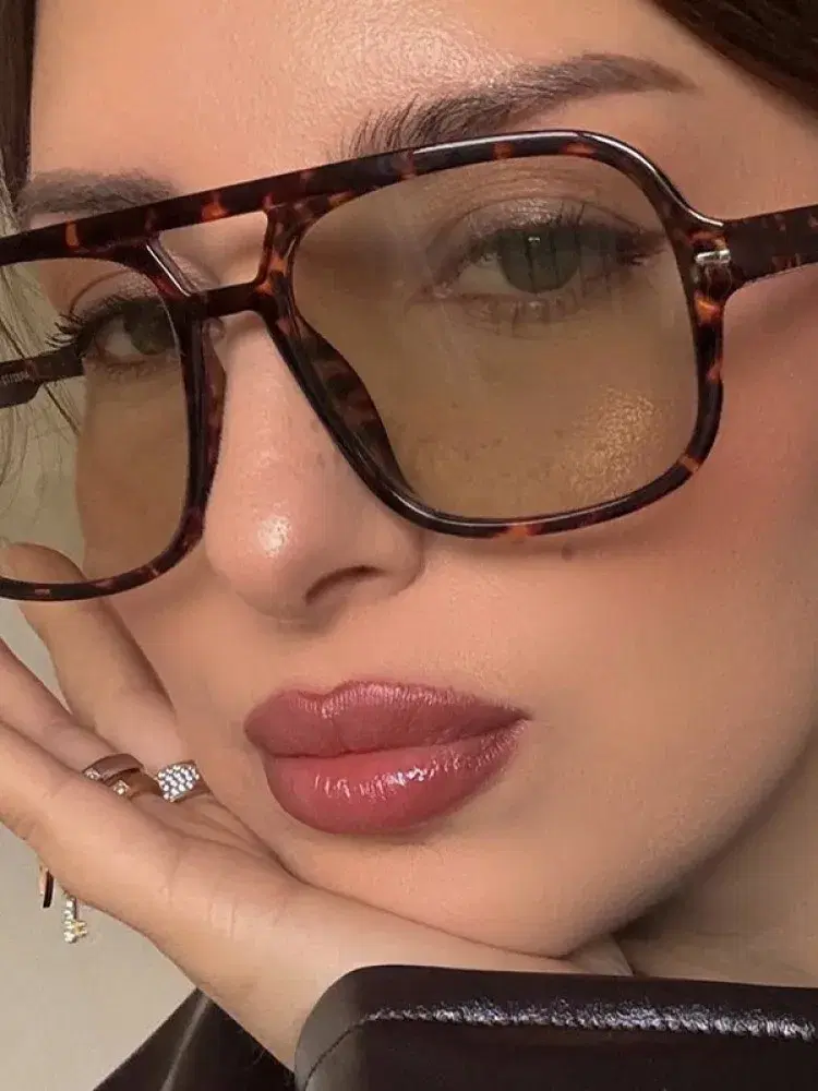 Square Rivet Sunglasses, Tortoise — view 3
