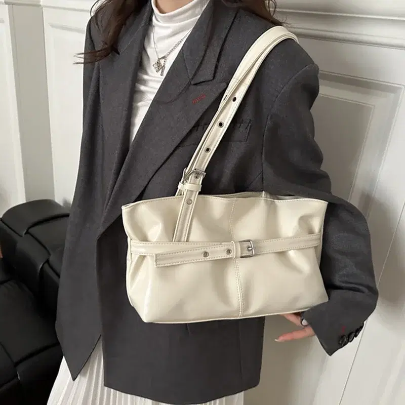 Belt Buckle Leather Shoulder Bag — view 3