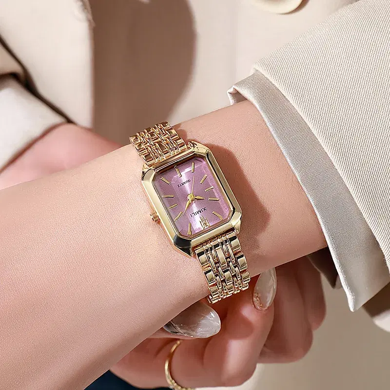 Rectangle Gold Tone Watch For Women — view 4