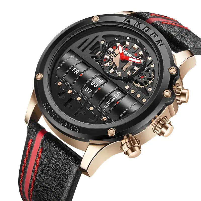 Men's Skeleton Leather Strap Watch — view 2