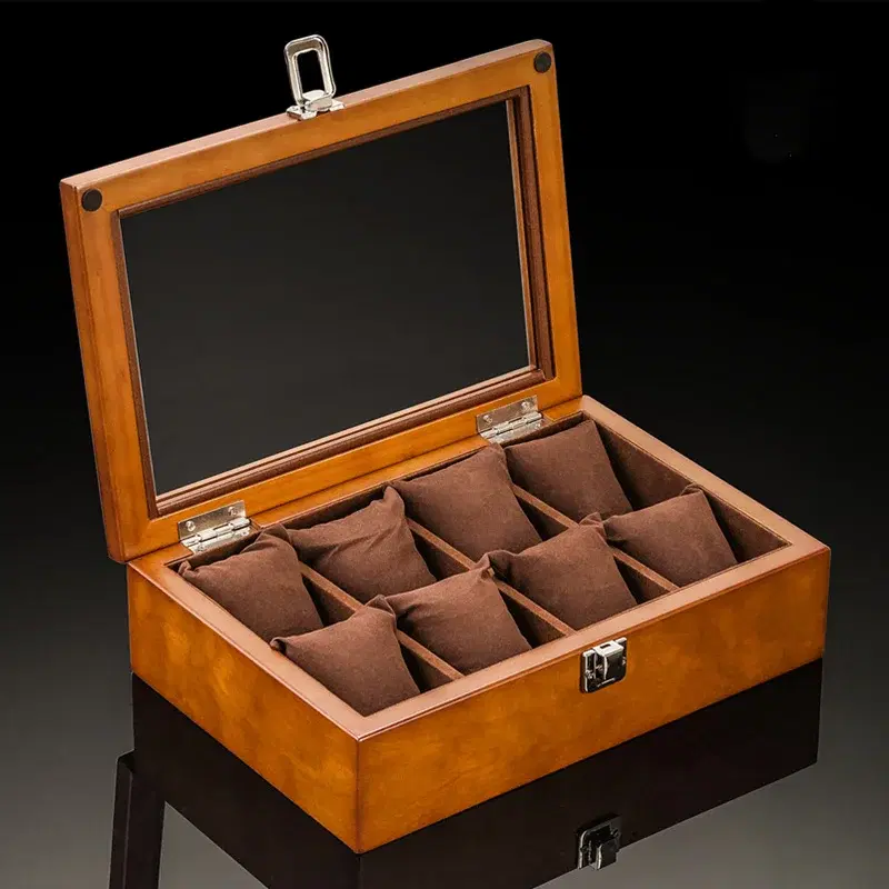 Wooden Watch Box with Glass Lid — view 3