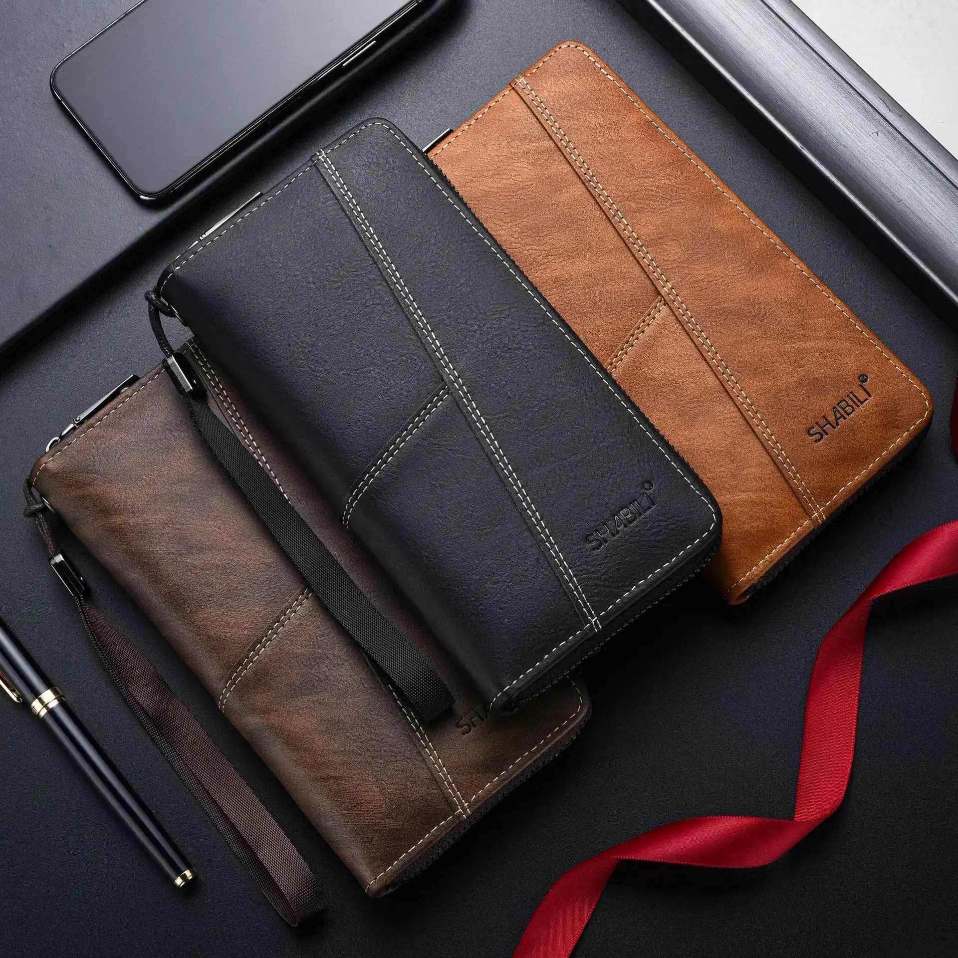 Men's Leather Long Slim Wallet — view 3