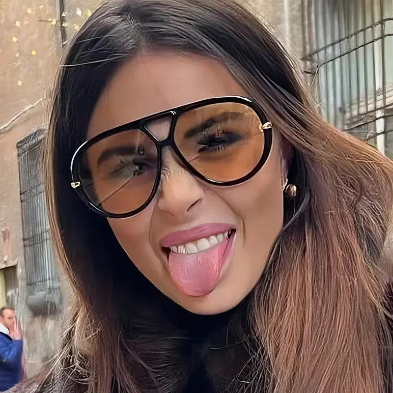 Oversized Pilot Sunglasses Tortoise — view 3