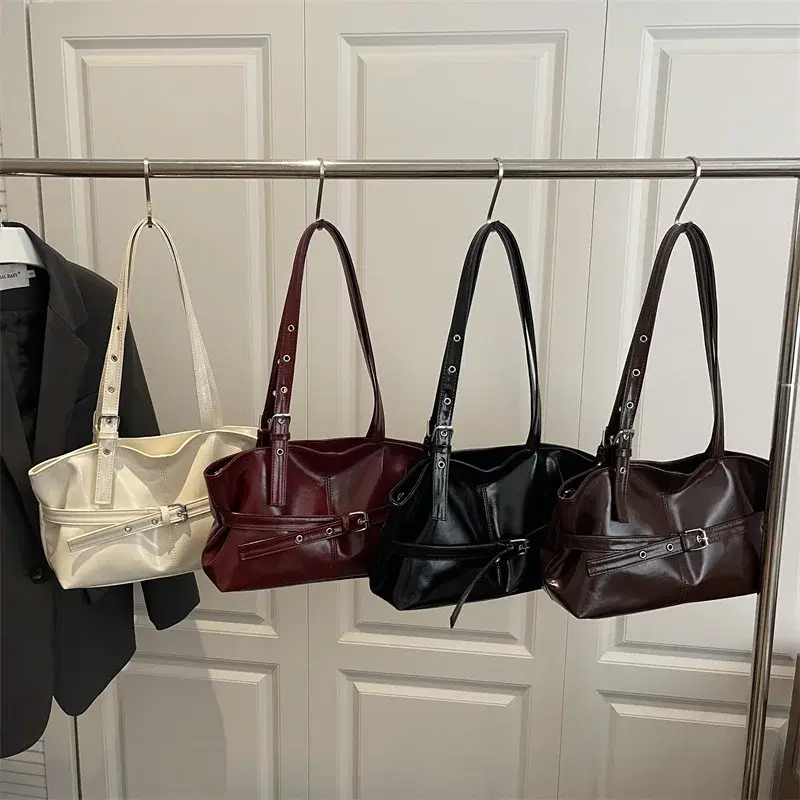 Belt Buckle Leather Shoulder Bag — view 2