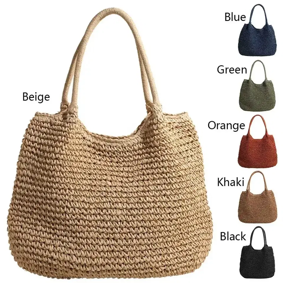 Straw Tote Bag With Large Weave — view 2