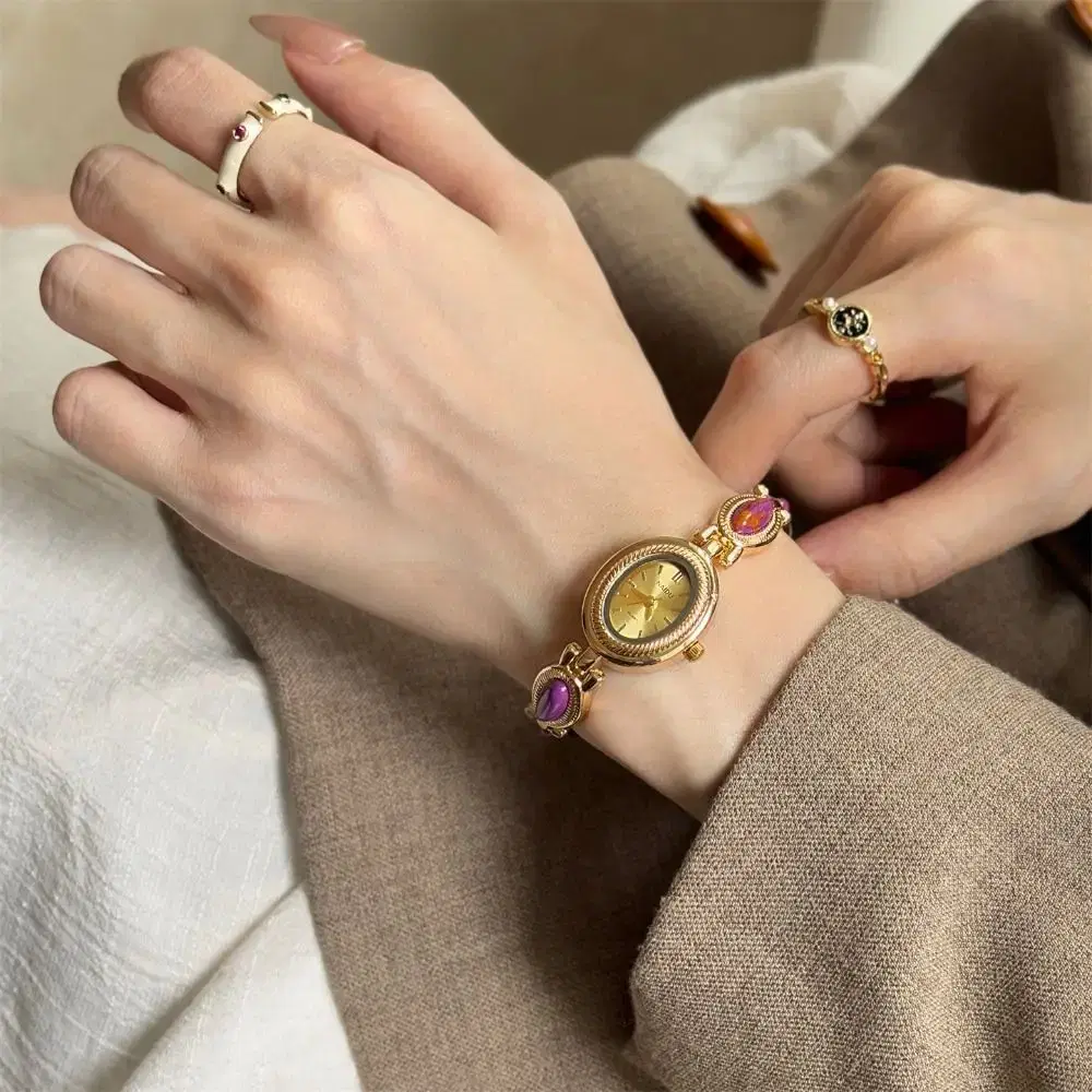Vintage Gemstone Bracelet Watch — view 2